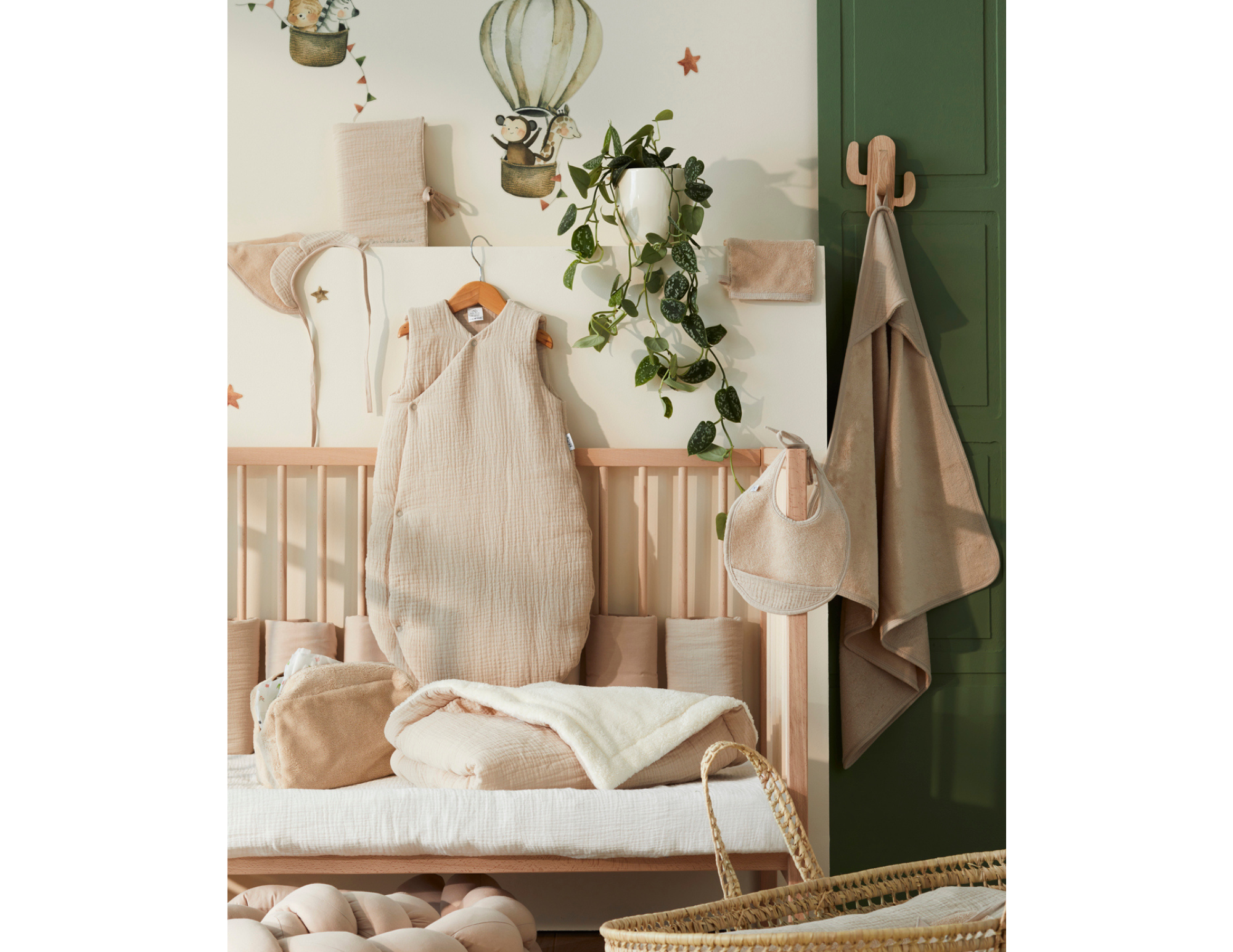 Bavoir col Claudine – Bambou & Gaze de Coton - Biscuit