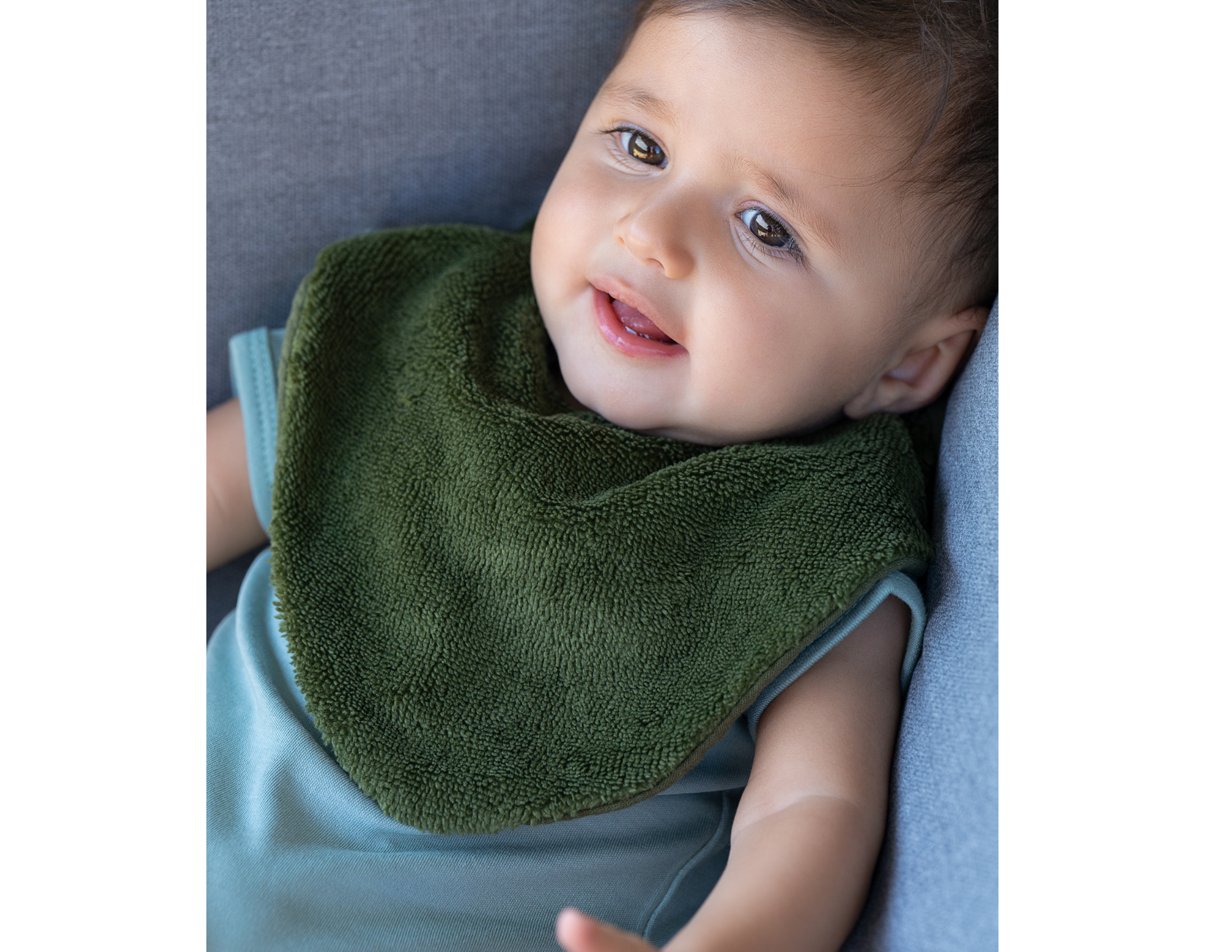 Bavoir Bandana Réversible – Vert d'eau