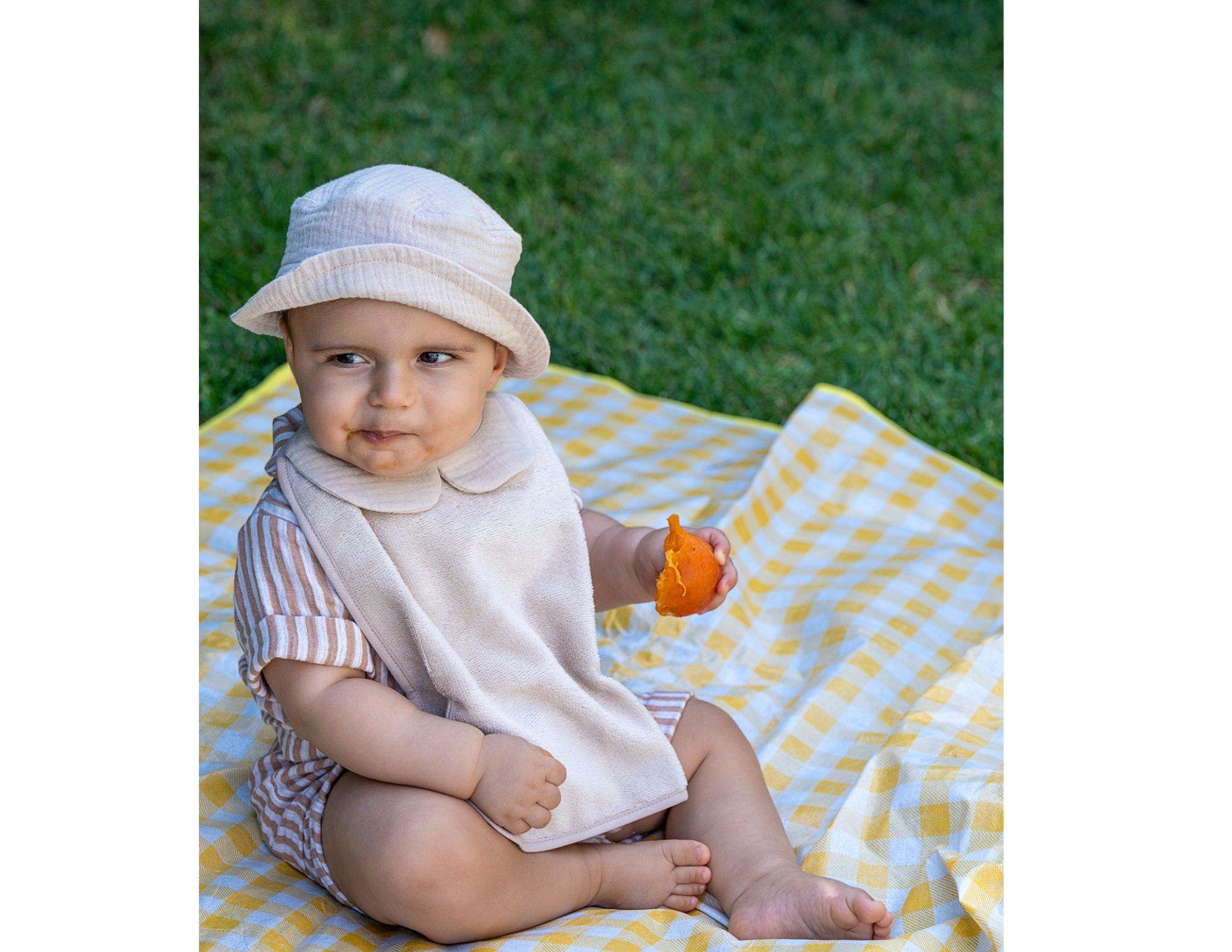 Bavoir col Claudine – Bambou & Gaze de Coton - Biscuit