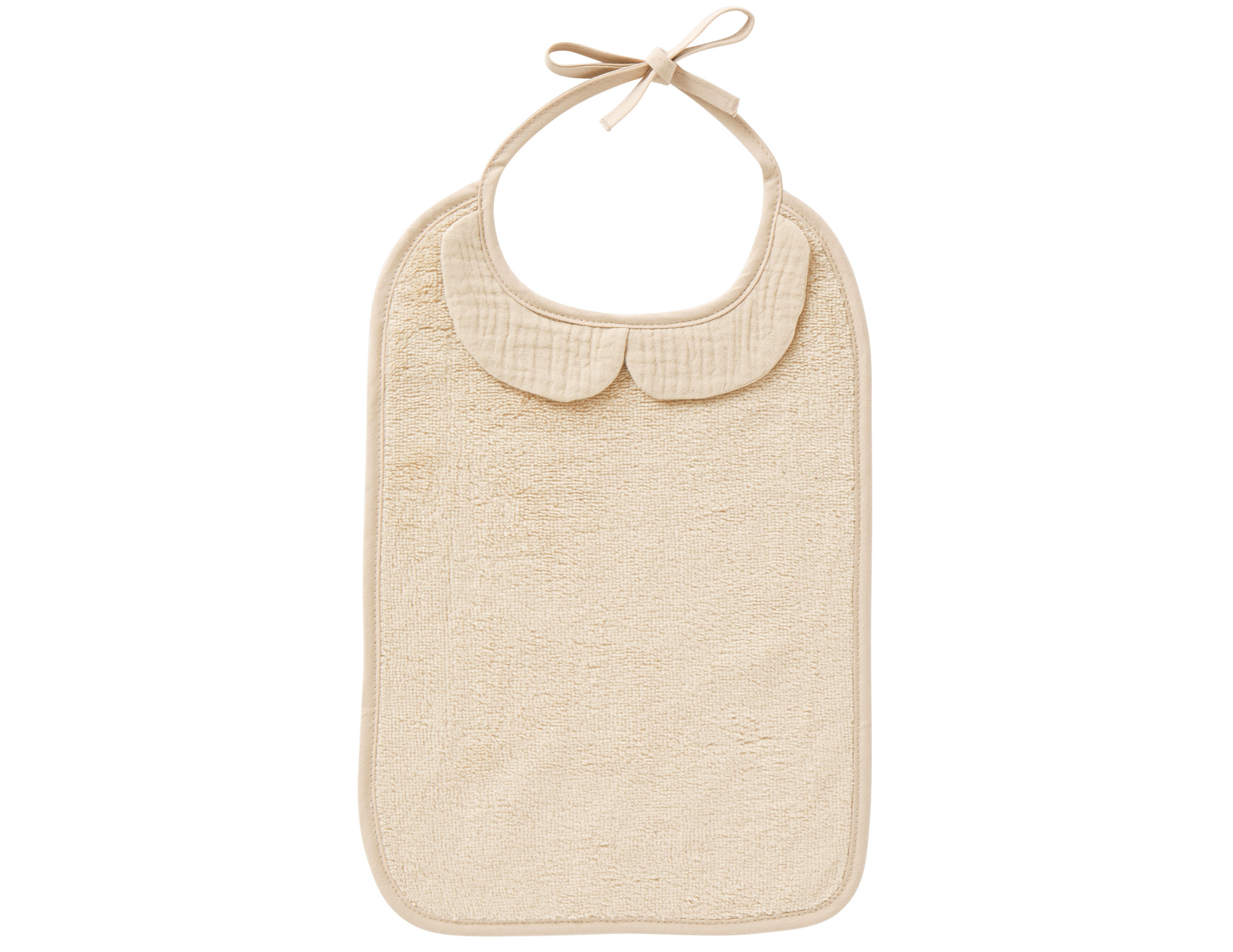 Bavoir col Claudine – Bambou & Gaze de Coton - Biscuit