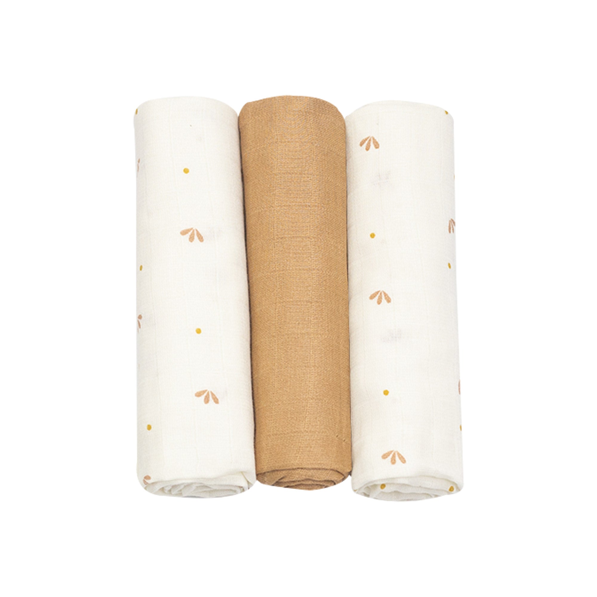 Lot de 3 langes Coton - 70x70cm - Caramel