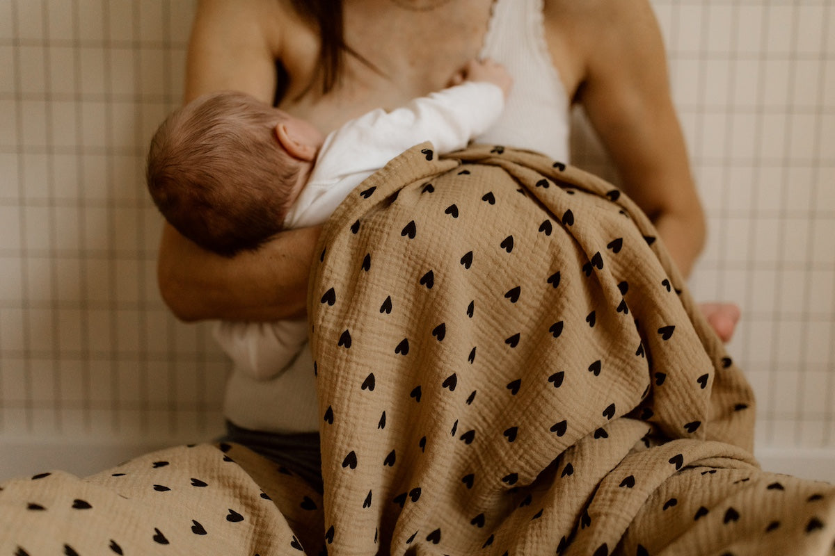 Lange gaz de coton - Coeurs - 105x105