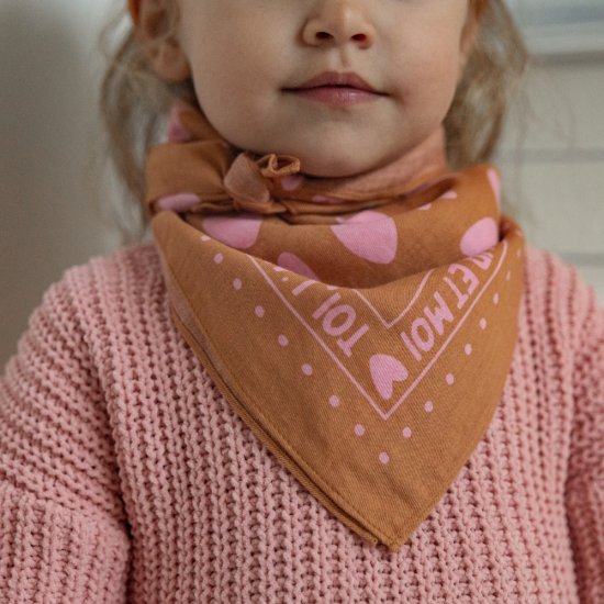 Foulard Cœurs - Marron/rose