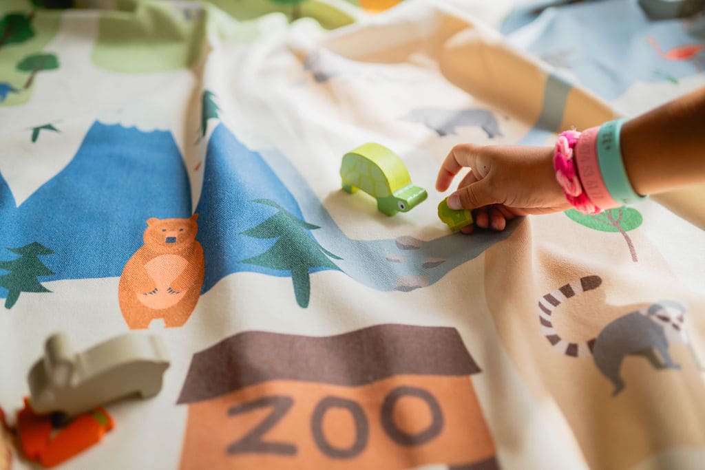 Tapis de jeux et panier de rangement ZOO