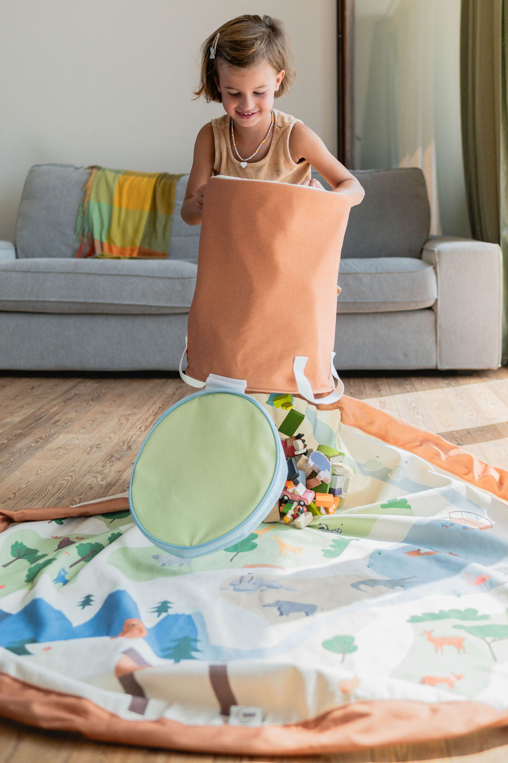 Tapis de jeux et panier de rangement ZOO